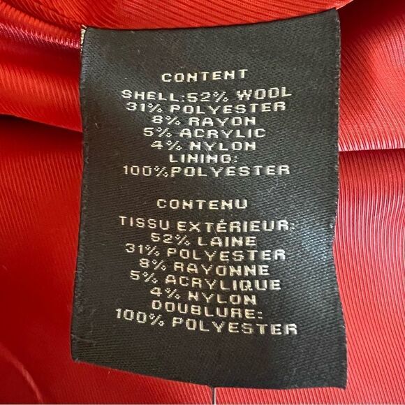 Vince Camuto Wool Blend Three Quarter Coat in Vermillion, Size Small - Picture 10 of 12